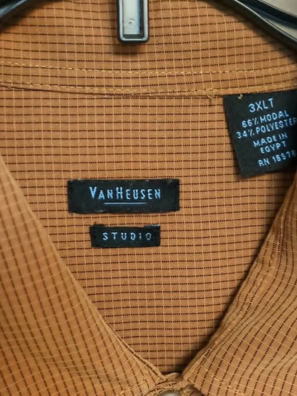 Van Heuson Studio Button Down Mens Shirt Sz 3XLT Rust Brown Modal Career Church - Picture 3 of 5